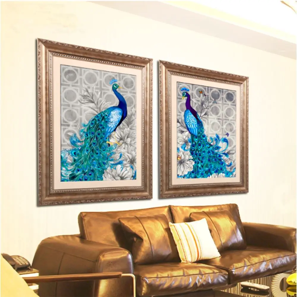 2016 Hot 5D Fashionable Diamonds Plated Embroidery Peacock Pattern Painting Cross Stitch Kit Home Bedroom Living Room Decoration
