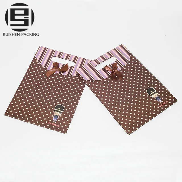 die cut handle custom dot gift paper bags with lid for christmas