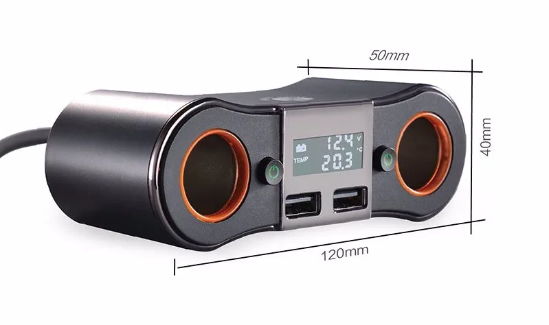 _07 Universal 2 USB cup holder Car Charger for Smart phone with 3 cigarette lighter sockets .jpg