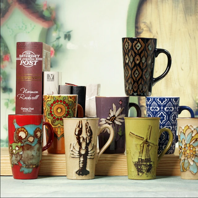 japanese style colorful tasty ceramic coffee mug with handle