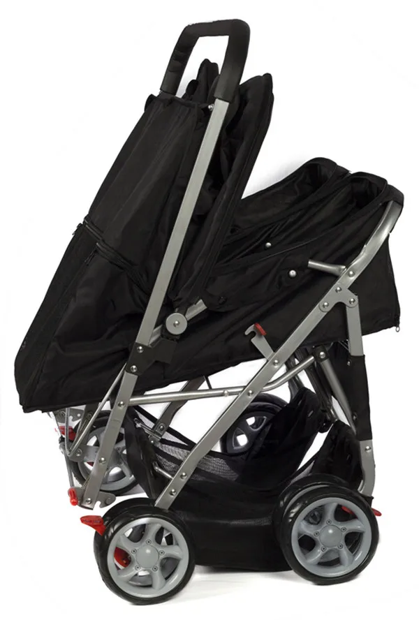 Pet Stroller 4-Wheel, Twin Carriage Black-3.jpg