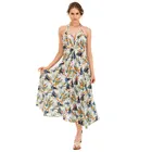 New Design Long Woman Dress Printed Pineapple casual dress V-neck String beach dress 2018