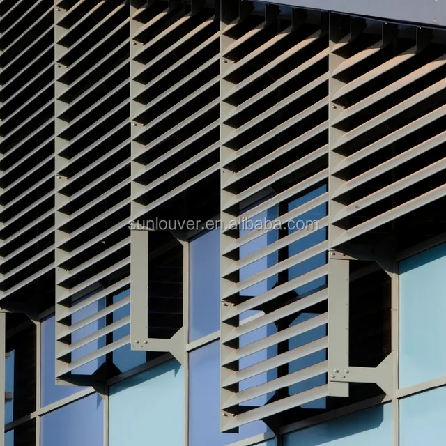 oval shaped blade aluminum louvre on building facade