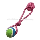 Pet product cotton rope rubber ball toy for dog