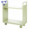 simple design Chinese factory supplier rolling 2-tier library equipment special use book carrier steel book truck book cart