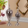 Classical style round shape metal stand glass vase for indoor decoration