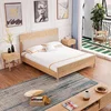 Master Bedroom Furniture Rattan Bed Design Solid Wood Wardrobe Bed Stand Set