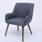 Graphic Customization ODM OEM Fabric Single Seater Wood Sofa Chairs Linen Chair