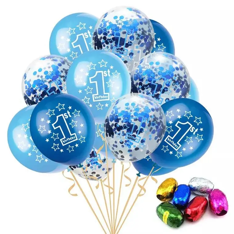 1st بوي عيد ميلاد سعيد بالونات ورقية ، أول زينة عيد الميلاد 12 بوصة كبيرة الأزرق الداكن اللاتكس بالونات الهيليوم للطفل الصبي