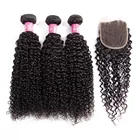 Aliexpress China Hot Selling Brazilian Peruvian Indian Malaysian Human Hair Kinky Curly Wave Bundles With Closure