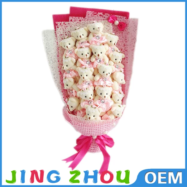 2015 romantic valentines day gift stuffed bear bouquet/soft