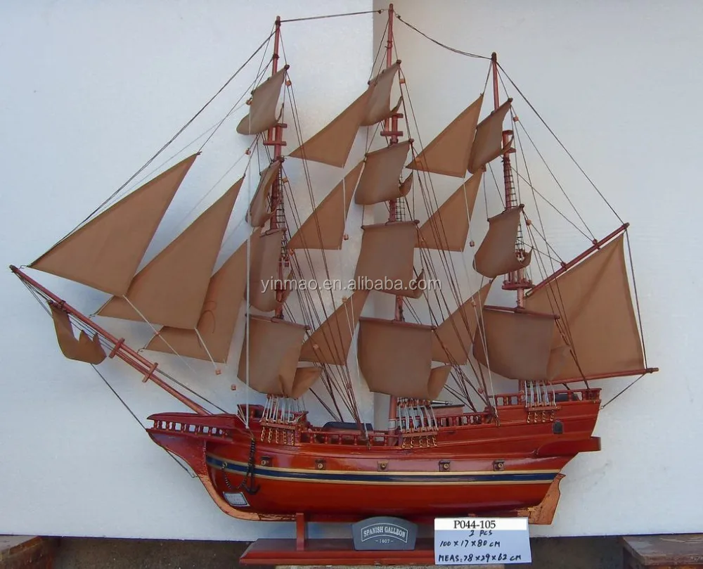 wooden pirate ship model "galleon", 100x17x80cm, craft gunboat