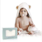 Custom 100% organic bamboo towel soft plain white animal face baby hooded towel 500gsm