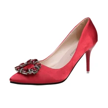 nice design silks upper high heel shoes women