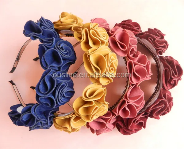 fabric flower headband, suede fabric rose headband