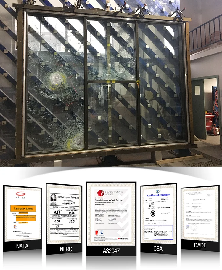 Miami-Dade County Approved Hurricane Certification Built-in shutter aluminium frame folding door for living room