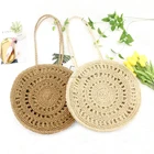 Round raffia straw bag straw circle beach bag straw handbag for women