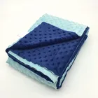 Wholesale delightful double side minky dot material royal blue camping blanket