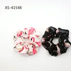 Wholesale bulk cheap satin chiffon Flamingo custom print hair scrunchies