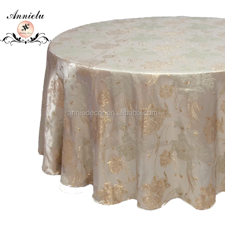 Hot sale elegant design flower designs 100% polyester wedding home party table cover table cloth