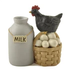 Table Decoration Resin Farm Fresh Country Decor Milk Can Chicken Hen Eggs Basket Table Decoration