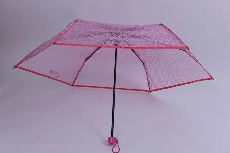 Customized Manual Open poe fabric 3 folding clear umbrella