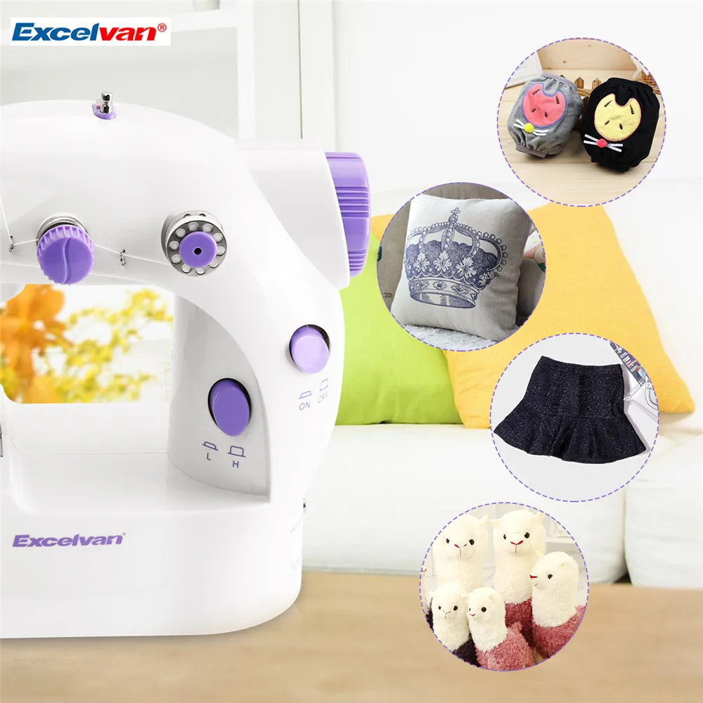 Excelvan Mini Handheld sewing machines Dual Speed Double Thread Multifunction Electric Automatic Tread Rewind Sewing Machine 9