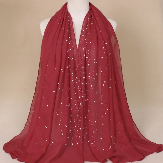 2018 new silver accessory beaded muslim hijab fashion spot wholesale
