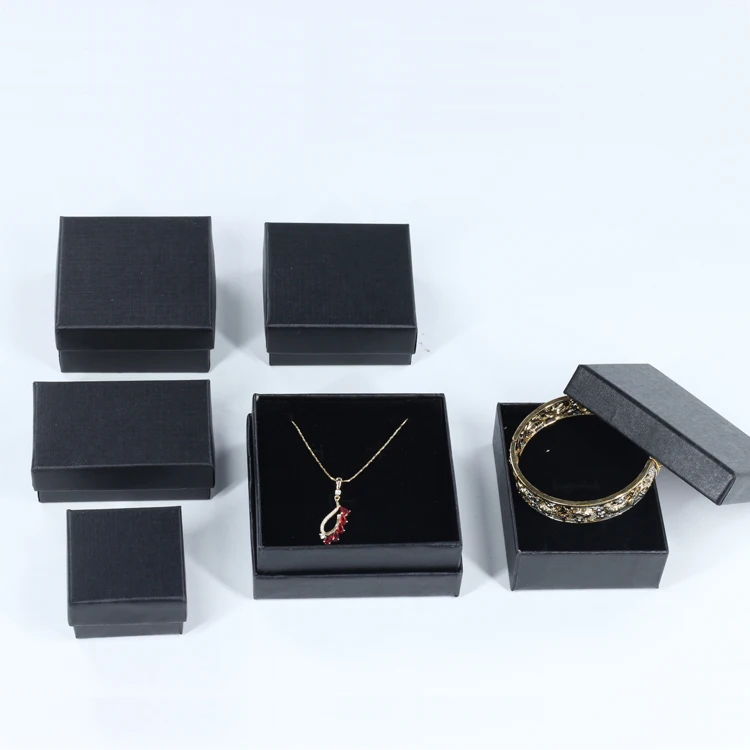 black gift packing paper small base and lid packaging jewelry