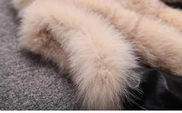 2014 the new explosion models in Europe and America big plush leather trim grass washed hooded sleeveless long vest