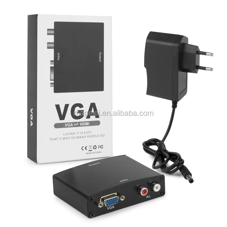 VGA to HDMI Converter Box Analog to Digital Audio Video Converter For PC Laptop to HDTV Projector - ANKUX.COM