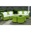 Flower shaped table in green colorful RATTAN corner seats cheap bright colored outdoor furniture