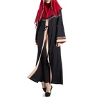 Middle east turkey black loose belt lace abaya robe muslim long skirt arab printing cardigan
