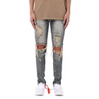 DiZNEW Men Skinny Pent New Style Guangzhou Vintage Destroyed Denim Jeans