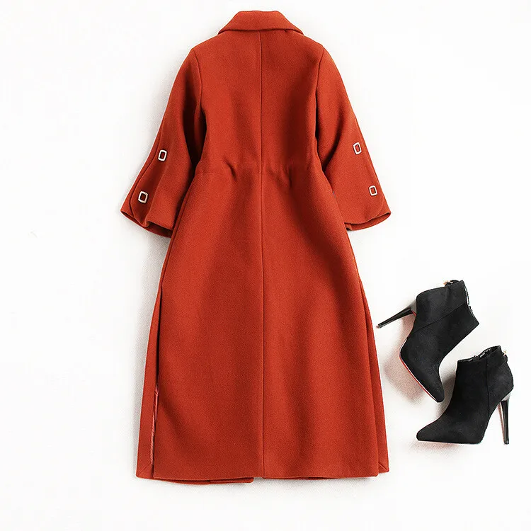 women woolen PU Pocket patchwork coat 21_