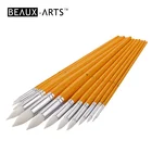 Round Professional White Synthetic Hair Artist Paint Brush with Birch Wood Handle