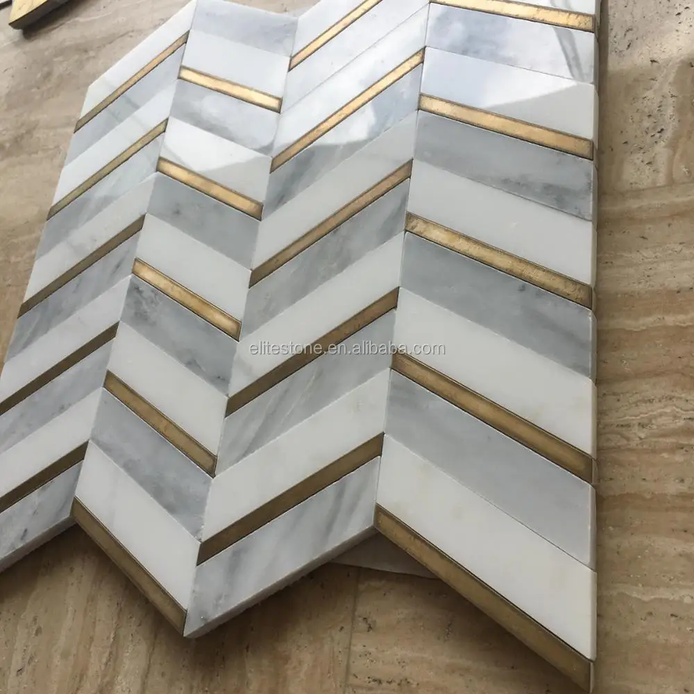 Statuario White Marble Stone Water Jet Mosaic Tiles