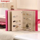 Modern new item book shape pink leather ear ring storage case