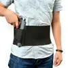 Black Tactical Adjustable Concealed Carry Belly Band Waist Pistol Gun Holster with 2 Magazine Pouches