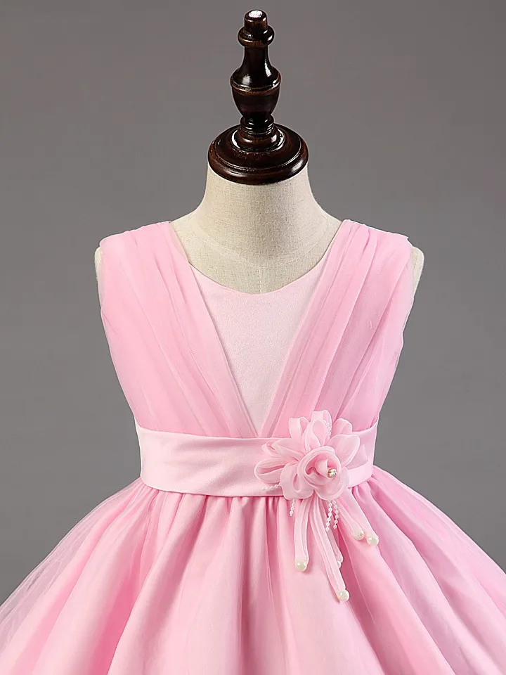 2015 Free shipping sleeveless flower girl dancing dress party baby girl christening dress kids baby birthday Christmas dresses