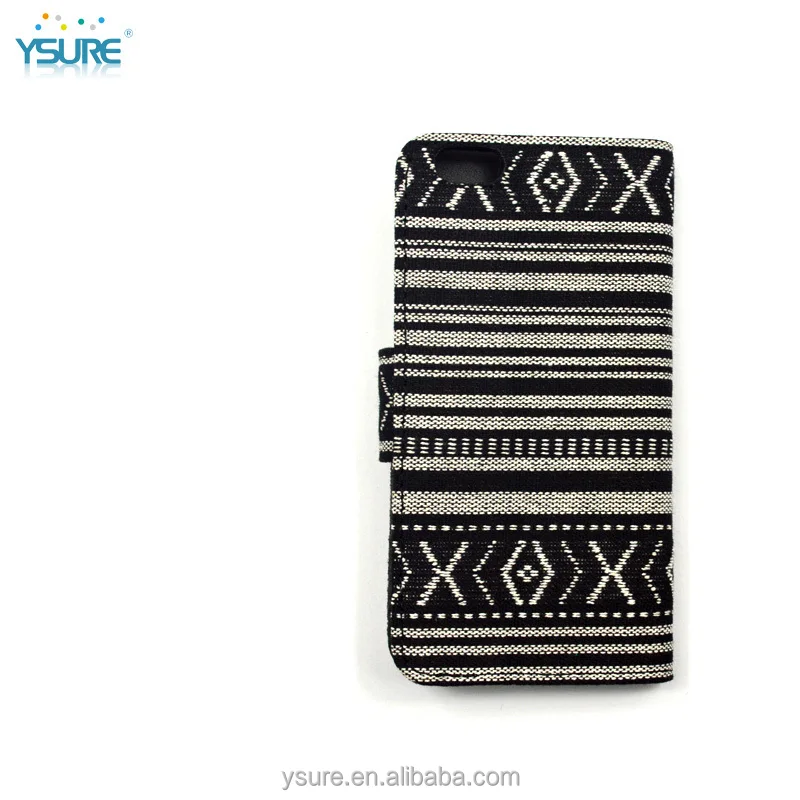 Chinese Style Fashion Dark Fabric Wallet Leather Phone Case For Alcatel One Touch POP C5 with PVC ID and credit card slots
