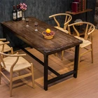 french antique Outdoor Wooden Dining Table Vintage Metal Legs Wood Restaurant Table