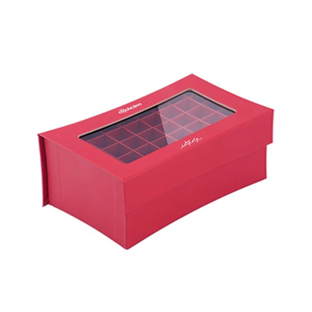 compartments glossy cardboard gift box with transparent window