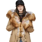 2018 Winter 100%Cotton Faux Fur Lining Hooded Women Coat