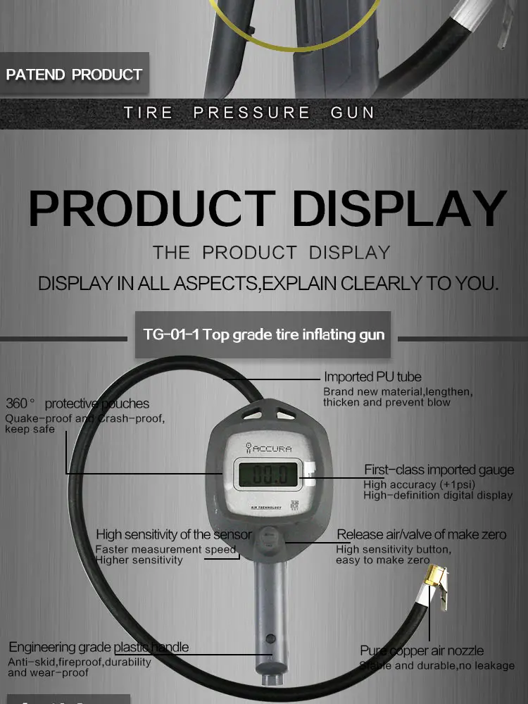 new style digital tire inflator gauge gun wall mount 12 BAR DIGITAL TIRE INFLATION GUN