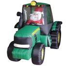 2015 NEW product 150cm/5ft inflatable green car that rode by a santa claus for Christmas