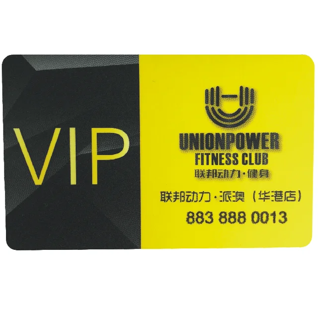 plastic vip/membership/loyalty card for fitness club with