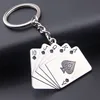 Personality Gifts Metal Playing Cards Modeling Poker Chip Keychain Ring For Women Men Car Key Chains