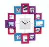 Home decoration contemporary baby photo frame wall clock with 12 multi photo frame