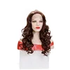 Wholesale brown fluffy synthetic wigs lace frontal wig deep curly and spring wave for the woman Top quality lace front wigs